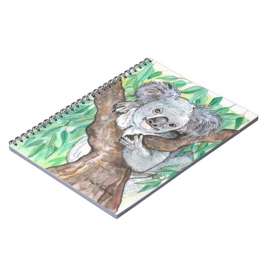 Koala in Eukalyptus Tree Painting Notizblock (Linke Seite)