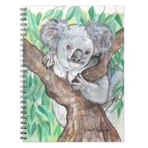 Koala in Eukalyptus Tree Painting Notizblock