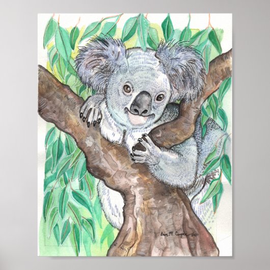 Koala in Eukalyptus Tree Painting Poster (Vorne)