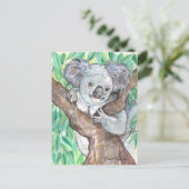 Koala in Eukalyptus Tree Painting Postkarte (Stehend Vorderseite)