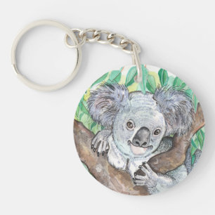 Koala in Eukalyptus Tree Painting Schlüsselanhänger