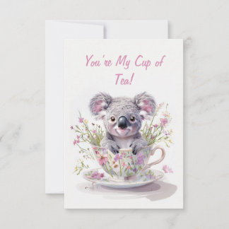 Koala in floraler Teetasse Dankeskarte