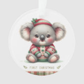 Koala in Holiday Sweater & Holly Hat Ornament (Vorderseite)