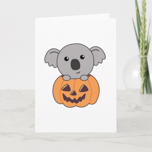Koala In Pumpkin Orange Koalas Halloween Bärchen Karte (Vorderseite)