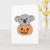 Koala In Pumpkin Orange Koalas Halloween Bärchen Karte (Gelbe Blume)