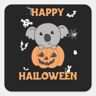 Koala In Pumpkin Sweet Koalas Happy Halloween Quadratischer Aufkleber