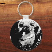 Koala in Schwarz und Weiß Schlüsselanhänger (Vorderseite)