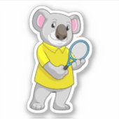 Koala in Tennis mit Tennis-Schläger Aufkleber (Vorderseite)