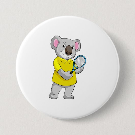 Koala in Tennis mit Tennis-Schläger Button (Vorderseite)