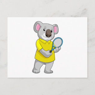 Koala in Tennis mit Tennis-Schläger Postkarte
