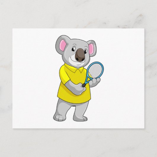 Koala in Tennis mit Tennis-Schläger Postkarte (Vorderseite)