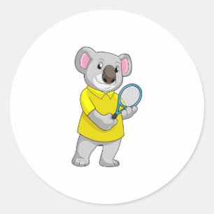 Koala in Tennis mit Tennis-Schläger Runder Aufkleber