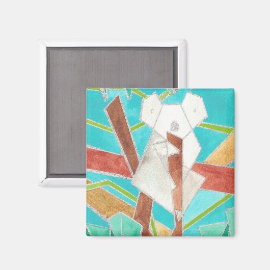Koala in Tree Abstrakte Kunst Magnet (Vorderseite/Rückseite)