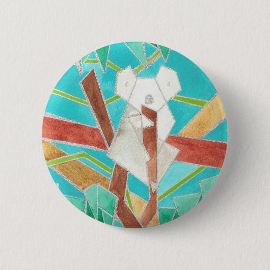 Koala in Tree Original Abstract Art Button (Vorderseite)