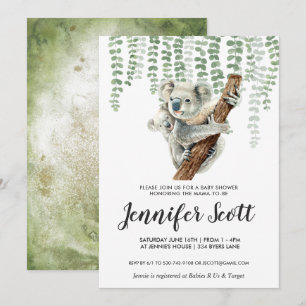 Koala Jungle Babydusche Einladung
