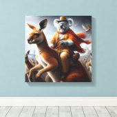 Koala Kangaroo Rider Leinwanddruck (Insitu (Holzboden))