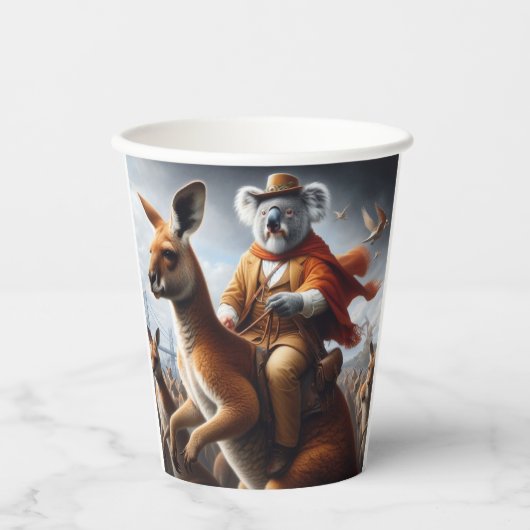 Koala Kangaroo Rider Pappbecher (Vorderseite)