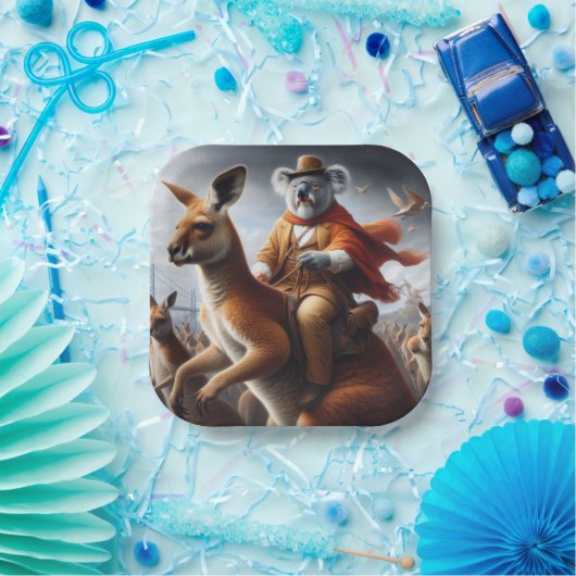 Koala Kangaroo Rider Pappteller (Party)