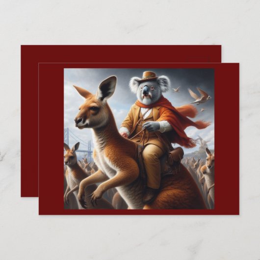 Koala Kangaroo Rider Postkarte (Vorne/Hinten)