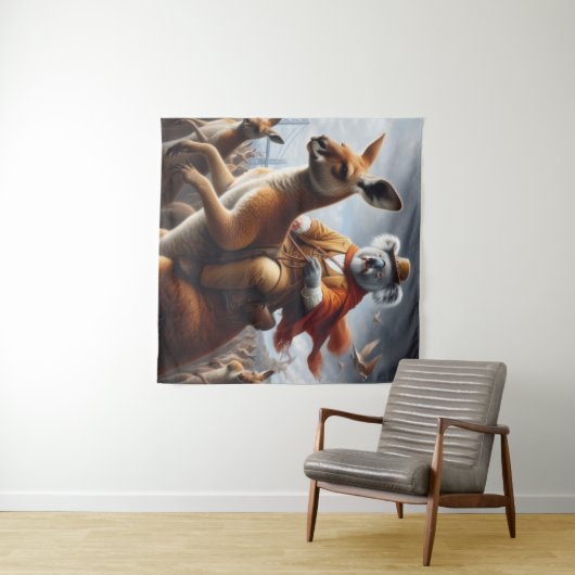 Koala Kangaroo Rider Wandteppich (Beispiel (Horizontal))