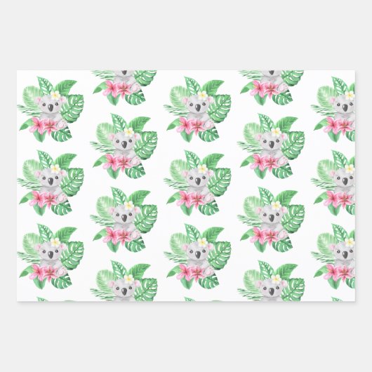 Koala Kids Wrapping Paper Flat Sheet Set 3 Geschenkpapier Set (Vorderseite)