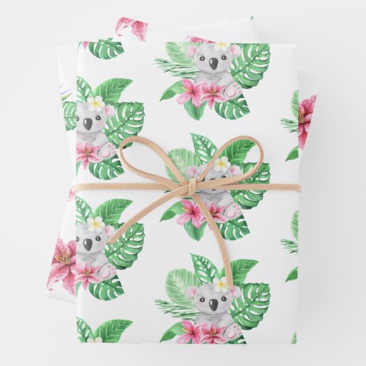 Koala Kids Wrapping Paper Flat Sheet Set 3 Geschenkpapier Set (Beispiel)