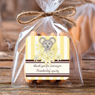 Koala Kinderdusche / Kindergeburtstagsparty Quadratischer Aufkleber