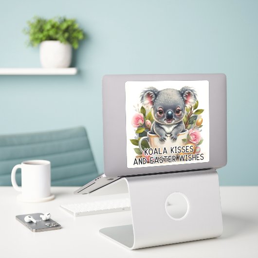 Koala Kisses und Osterwünsche - Osteraufkleber Aufkleber (Laptop auf Schreibtisch)
