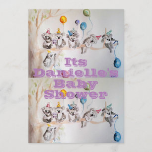 Koala-Kunst-Aquarell-Mädchen-Baby-Party-Einladung Einladung