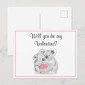 Koala Liebe Valentinstag Feiertagspostkarte (Vorne/Hinten)