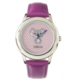 Koala Lila Kids Name Personalisiert Armbanduhr