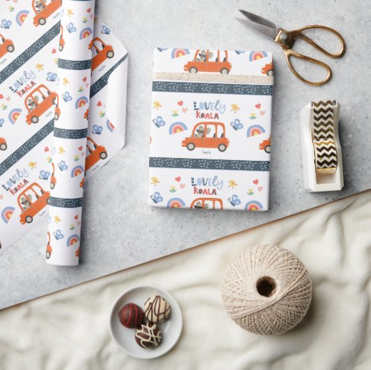 Koala Little Girl First Name Süße Tier Geschenkpapier (Kunsthandwerk)