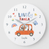 Koala Little Girl First Name Süße Tier Große Wanduhr (Vorderseite)