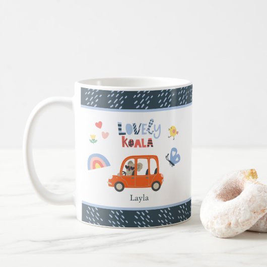 Koala Little Girl Süße Tier Co Kaffeetasse (Mit Donut)