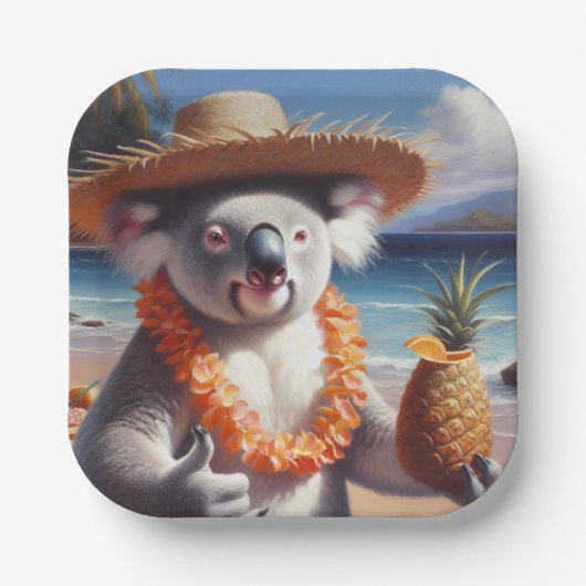 Koala Luau Pappteller (Vorderseite)
