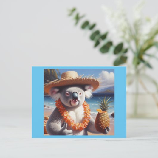 Koala Luau Postkarte (Stehend Vorderseite)