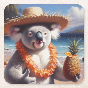 Koala Luau Rechteckiger Pappuntersetzer