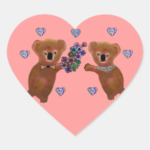 Koala Luv You Herz-Aufkleber