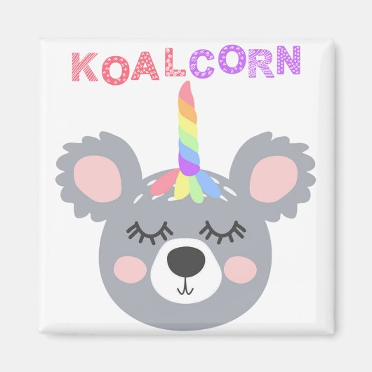 Koala Maisbär mit Regenbogenhorn Cool Koala Magnet (Vorne)
