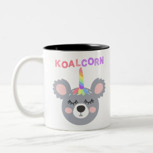 Koala Maisbär mit Regenbogenhorn Cool Koala Zweifarbige Tasse
