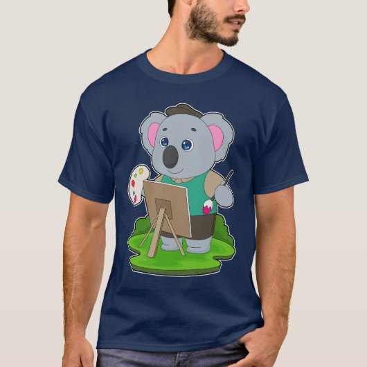 Koala-Maler Pinsel Malerei T-Shirt (Vorderseite)