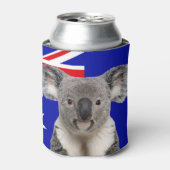 Koala mit australischem Flaggenhintergrund Dosenkühler (Kanne Vorderseite)