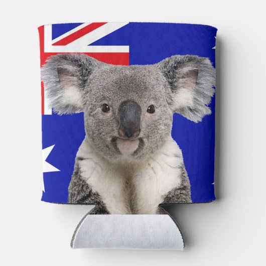 Koala mit australischem Flaggenhintergrund Dosenkühler (Rückseite)