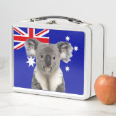 Koala mit australischem Flaggenhintergrund Metall Brotdose (Beispiel)