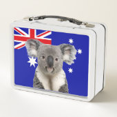 Koala mit australischem Flaggenhintergrund Metall Brotdose (Rückseite)