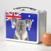 Koala mit australischem Flaggenhintergrund Metall Brotdose (Beispiel)
