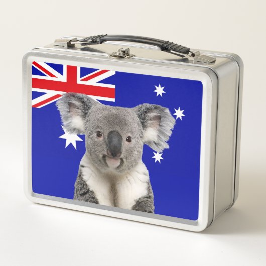 Koala mit australischem Flaggenhintergrund Metall Brotdose (Vorderseite)