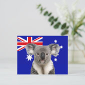 Koala mit australischem Flaggenhintergrund Postkarte (Stehend Vorderseite)