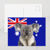 Koala mit australischem Flaggenhintergrund Postkarte (Vorne/Hinten)