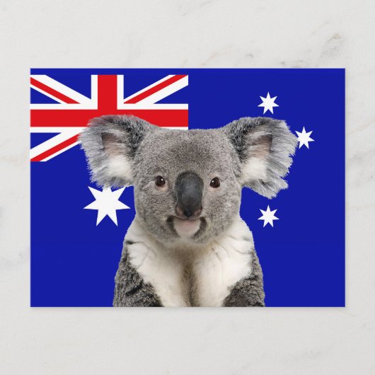 Koala mit australischem Flaggenhintergrund Postkarte (Vorderseite)